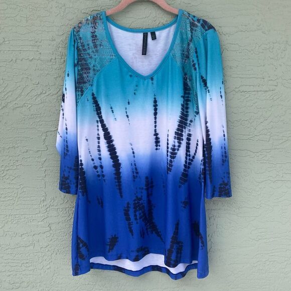 Allie & Rob Sz L V Neck Tie Dye - Picture 1 of 10